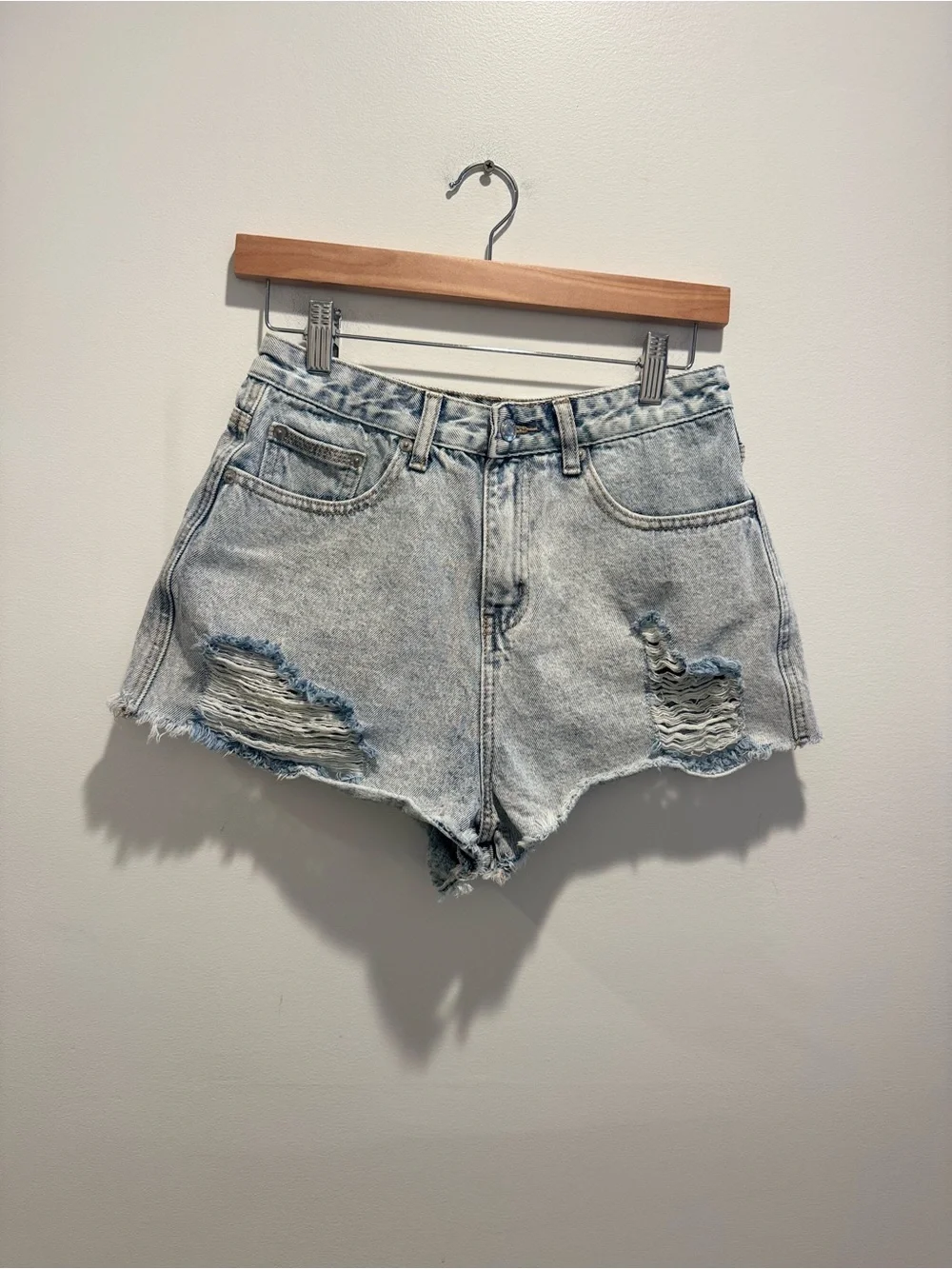 White Fox Boutique High-Rise light wash denim shorts